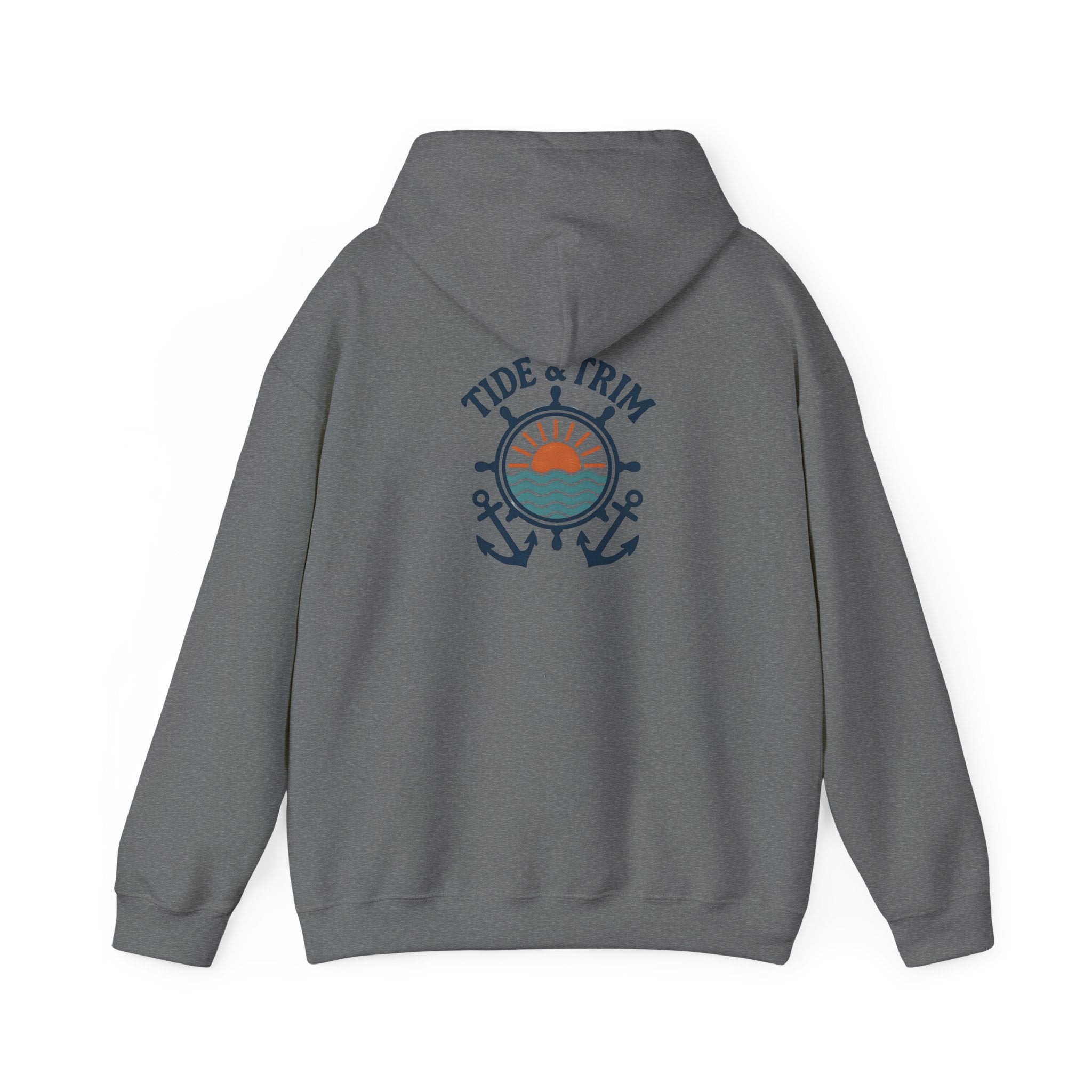 Nautical Sunset Anchor Hoodie — Ship Wheel Graphic Sweatshirt