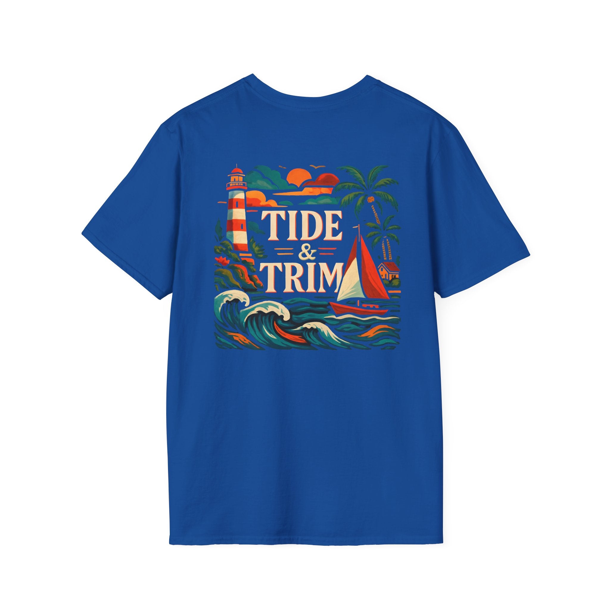 Lighthouse Sailboat Beach T-Shirt — Coastal Graphic Tee