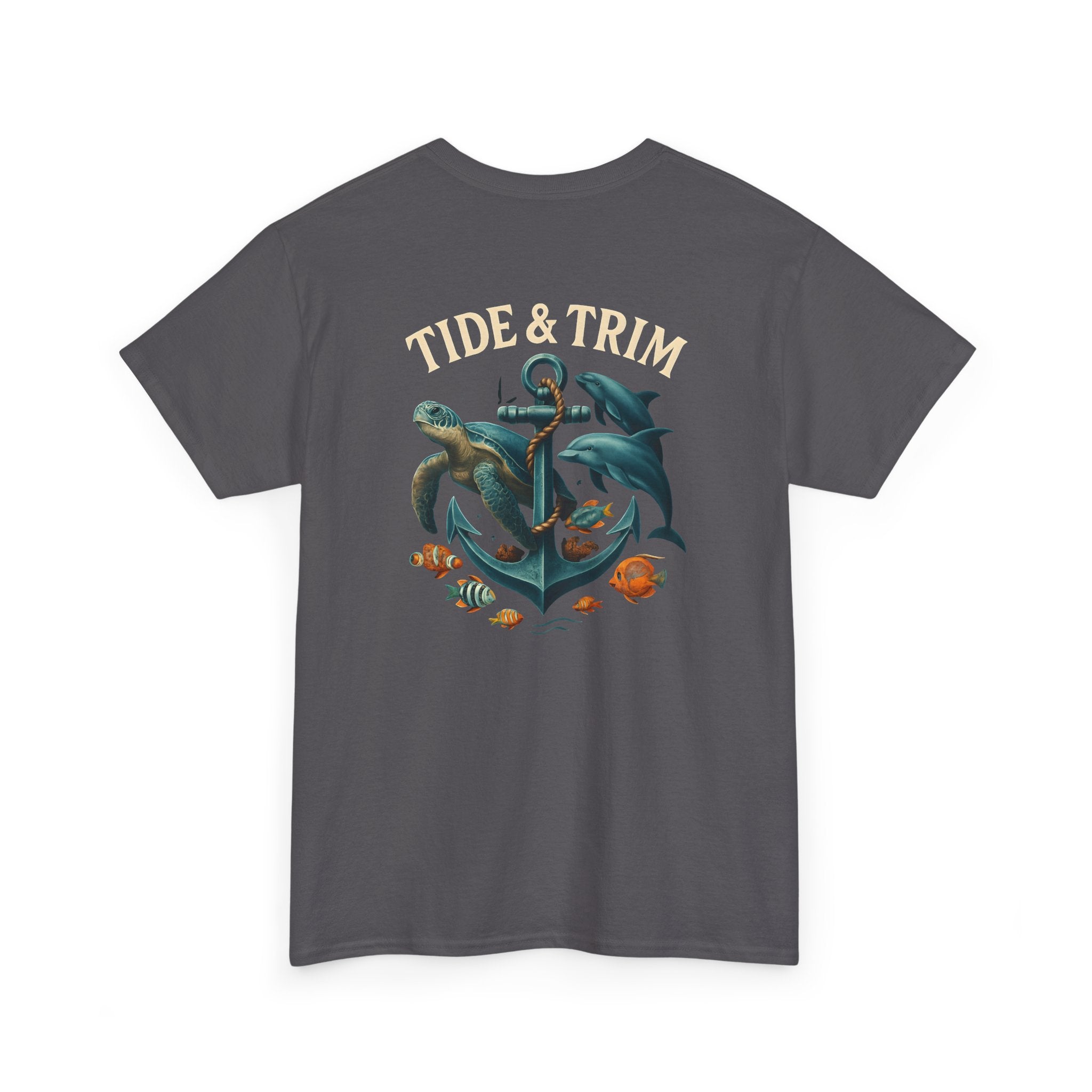 Anchor Sea Life T-Shirt — Turtle & Dolphin Nautical Graphic Tee