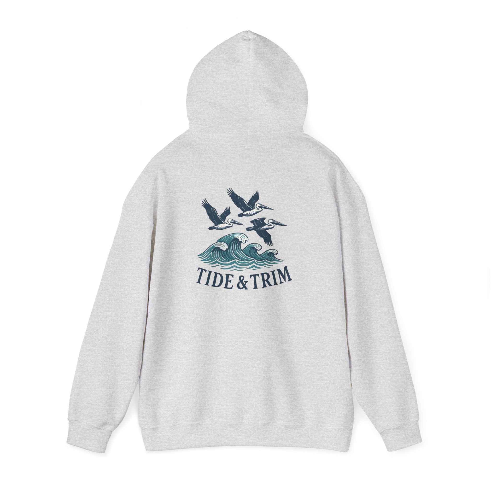 Nautical Pelicans Soaring Hoodie — Pelicans & Waves Crew Sweatshirt