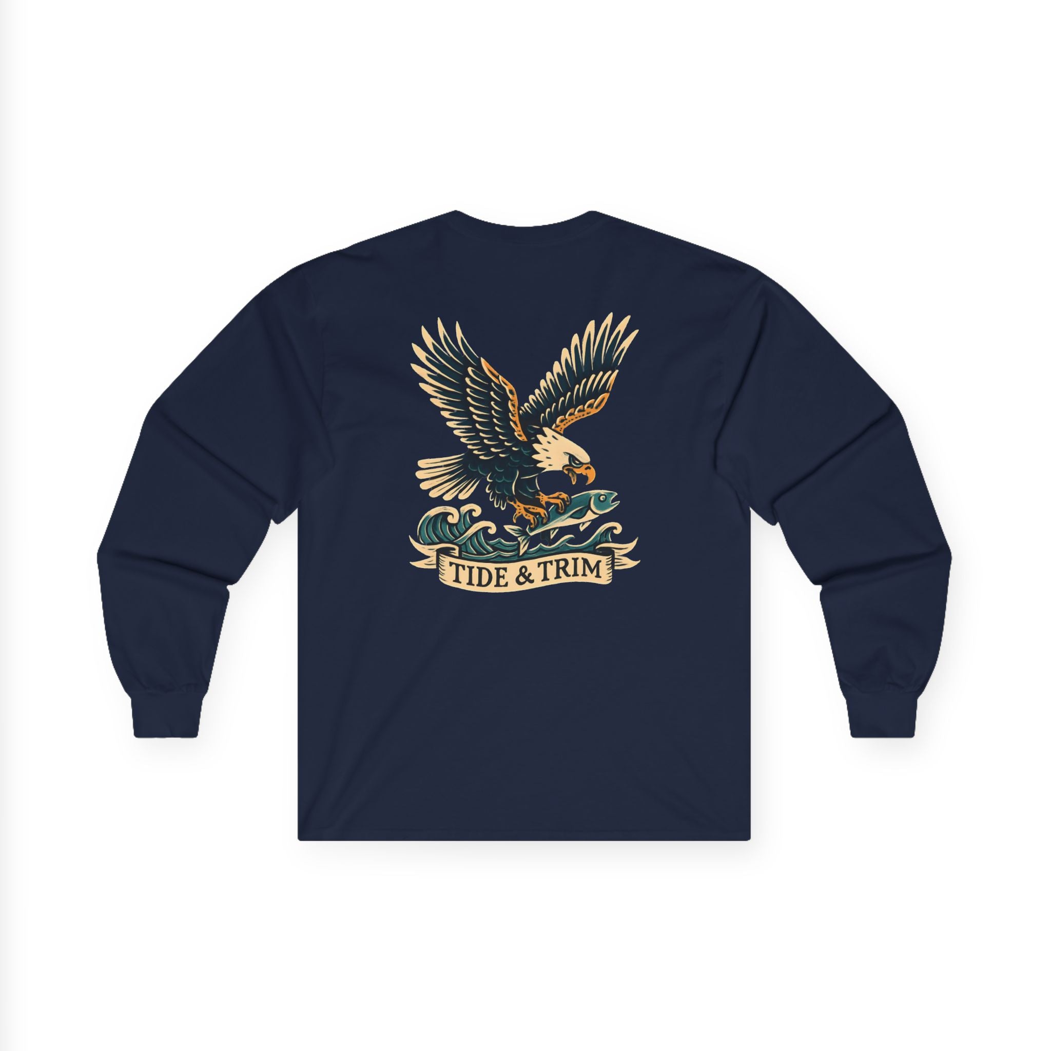 Nautical Eagle Fishing Long Sleeve Tee