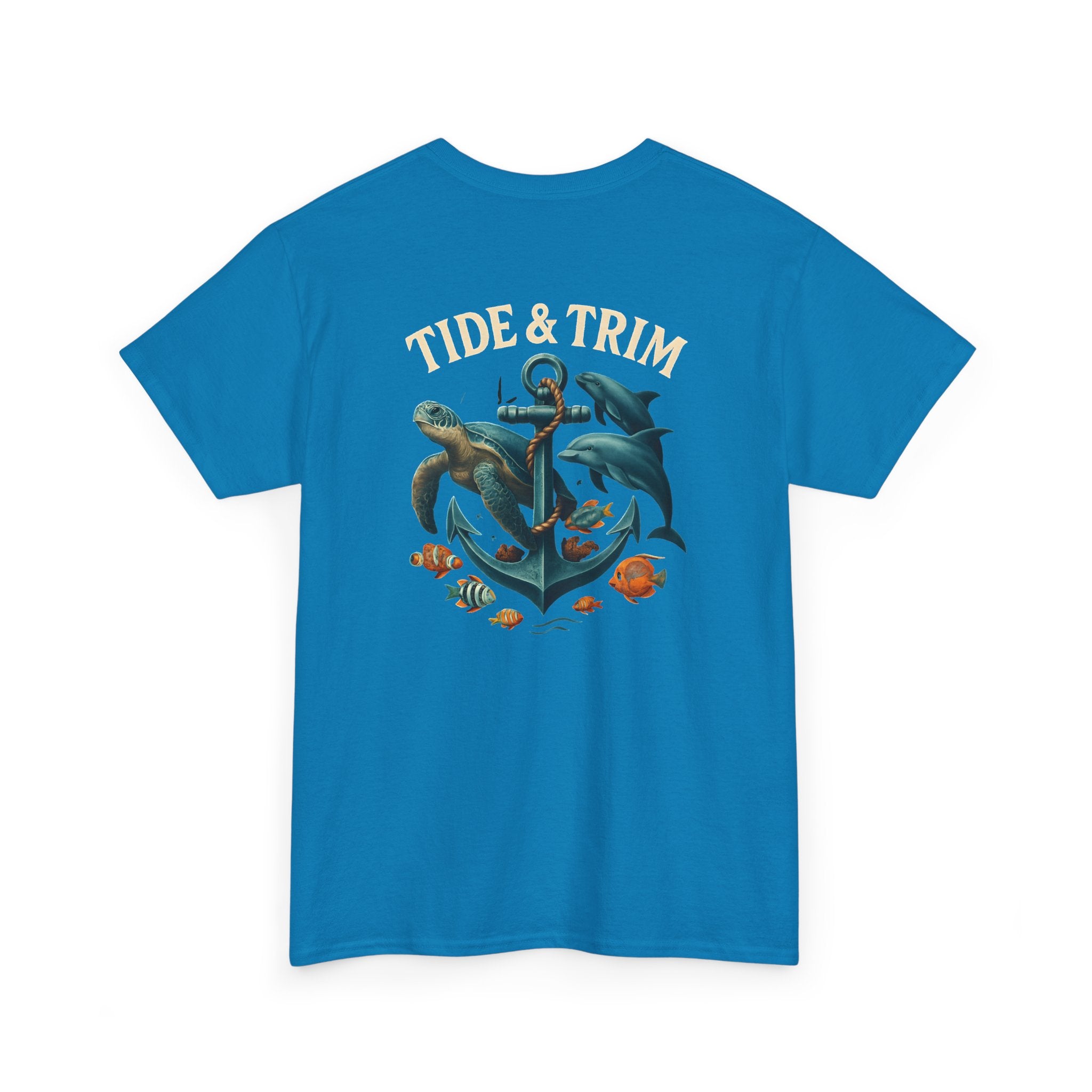 Anchor Sea Life T-Shirt — Turtle & Dolphin Nautical Graphic Tee