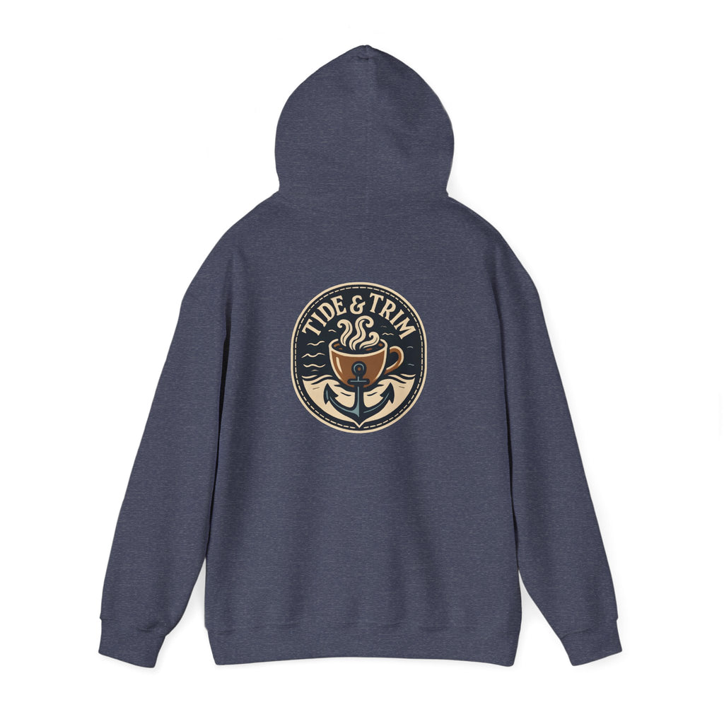 Tide & Trim Anchor Coffee Hoodie — Nautical Wave Pullover