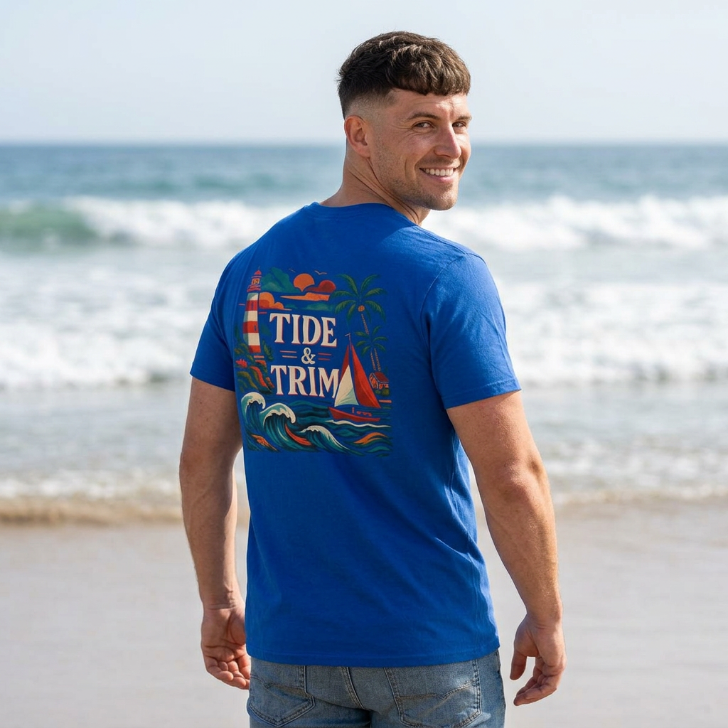 Lighthouse Sailboat Beach T-Shirt — Coastal Graphic Tee