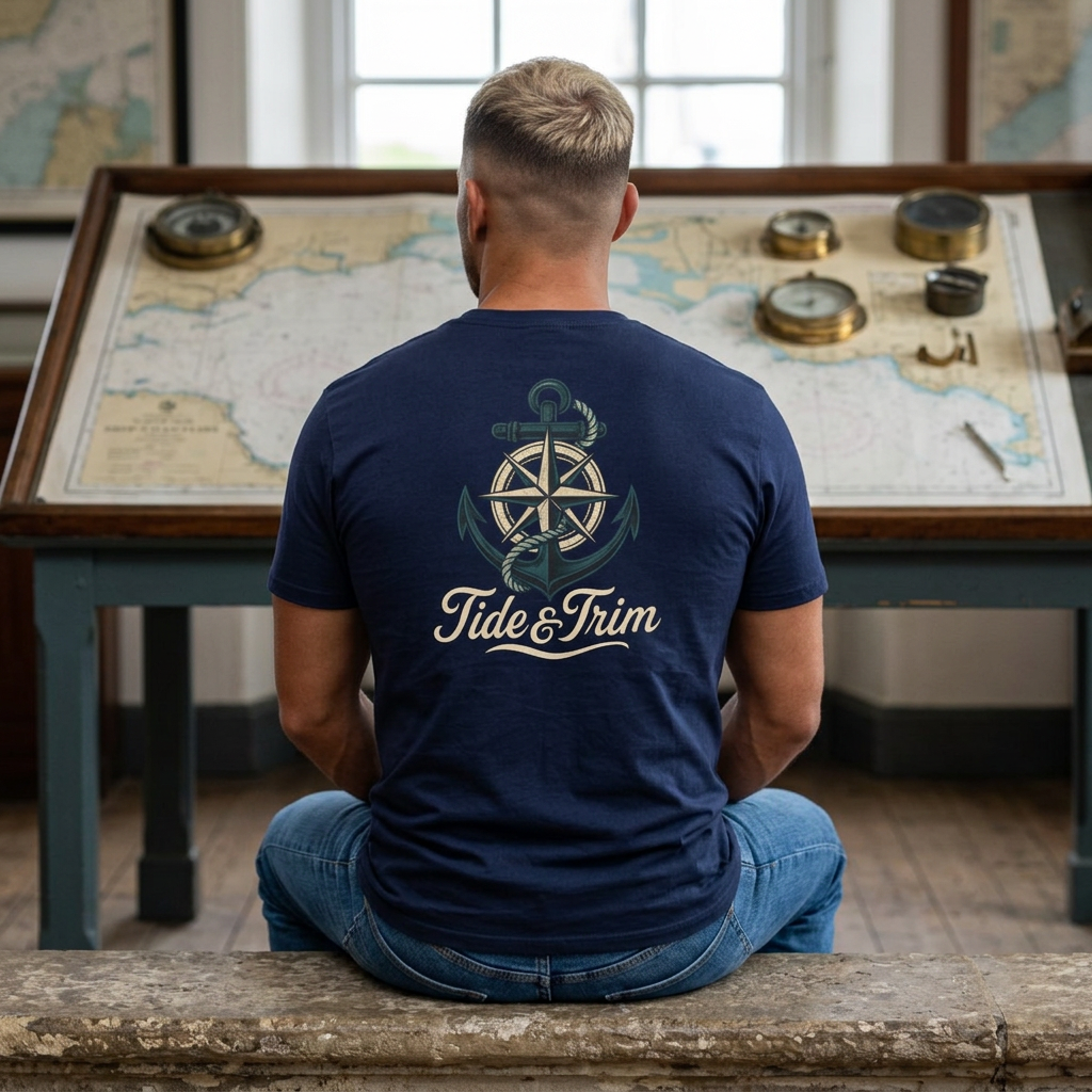 Tide & Trim Vintage Nautical Anchor Compass T-Shirt