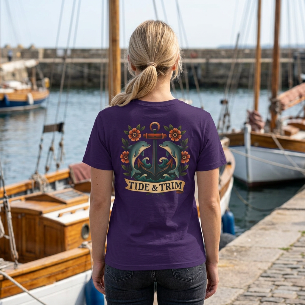 Anchor & Dolphins Floral Nautical T-Shirt