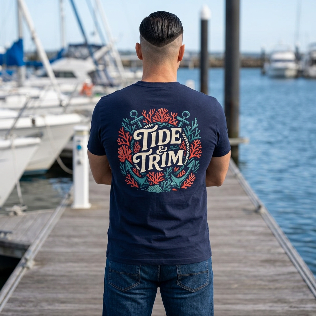 Tide & Trim Vintage Nautical T-Shirt — Anchors, Coral & Ocean Vibes