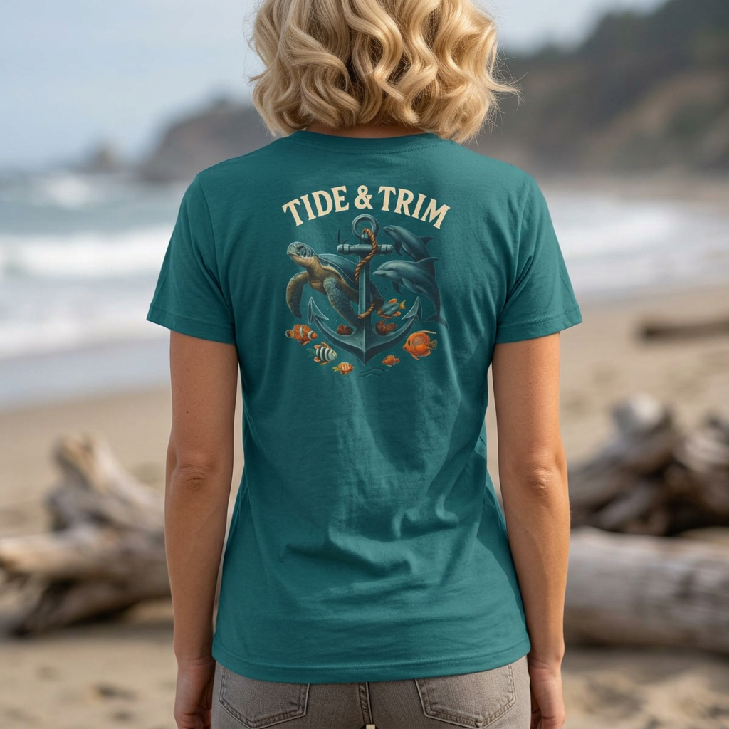 Anchor Sea Life T-Shirt — Turtle & Dolphin Nautical Graphic Tee