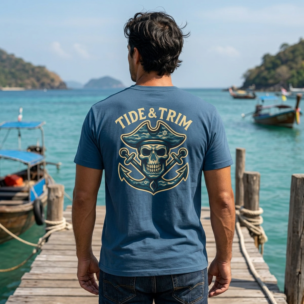Pirate Skull Anchor T-Shirt — Nautical Pirate Graphic Tee