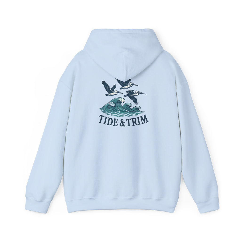Nautical Pelicans Soaring Hoodie — Pelicans & Waves Crew Sweatshirt