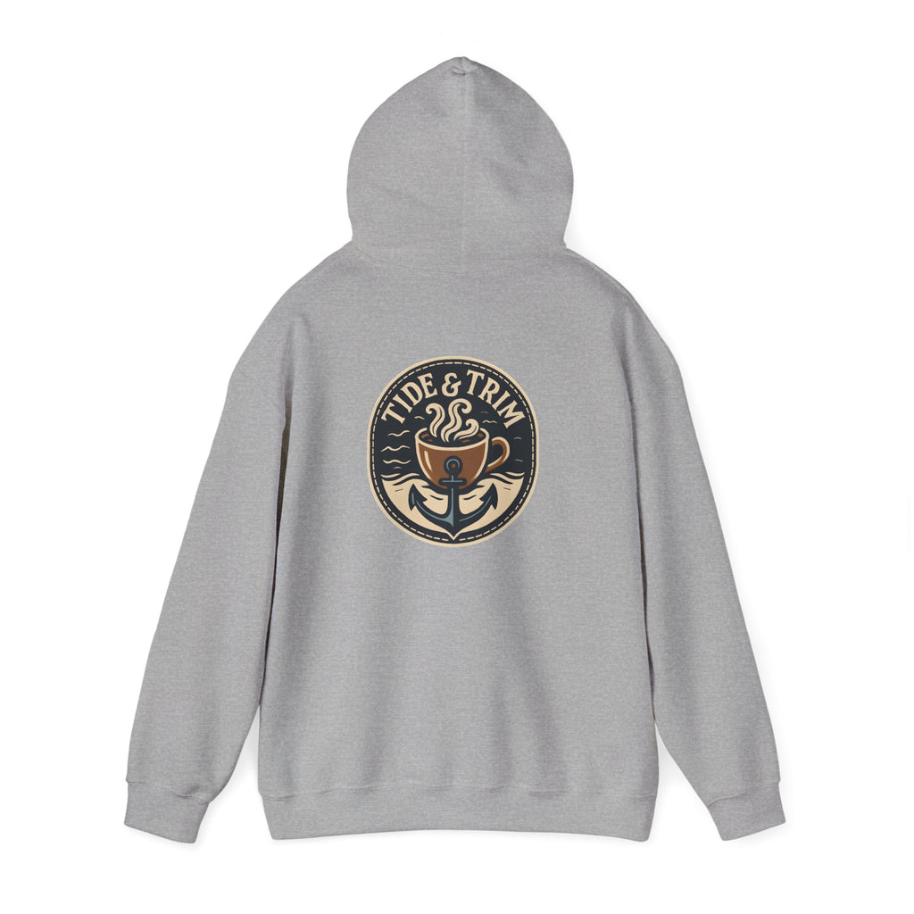 Tide & Trim Anchor Coffee Hoodie — Nautical Wave Pullover
