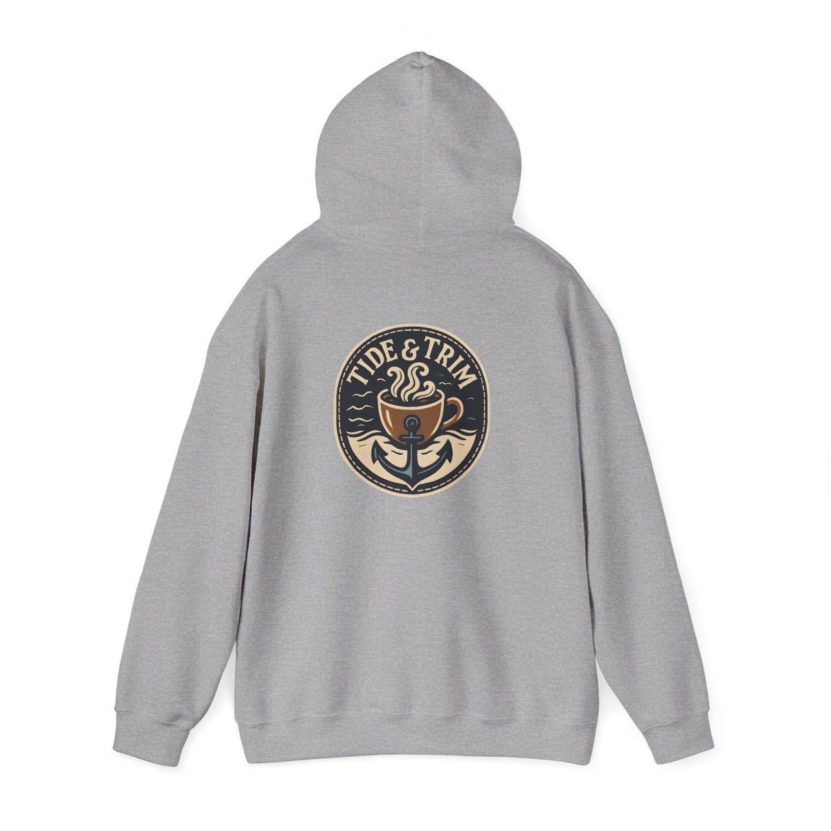 Tide & Trim Anchor Coffee Hoodie — Nautical Wave Pullover