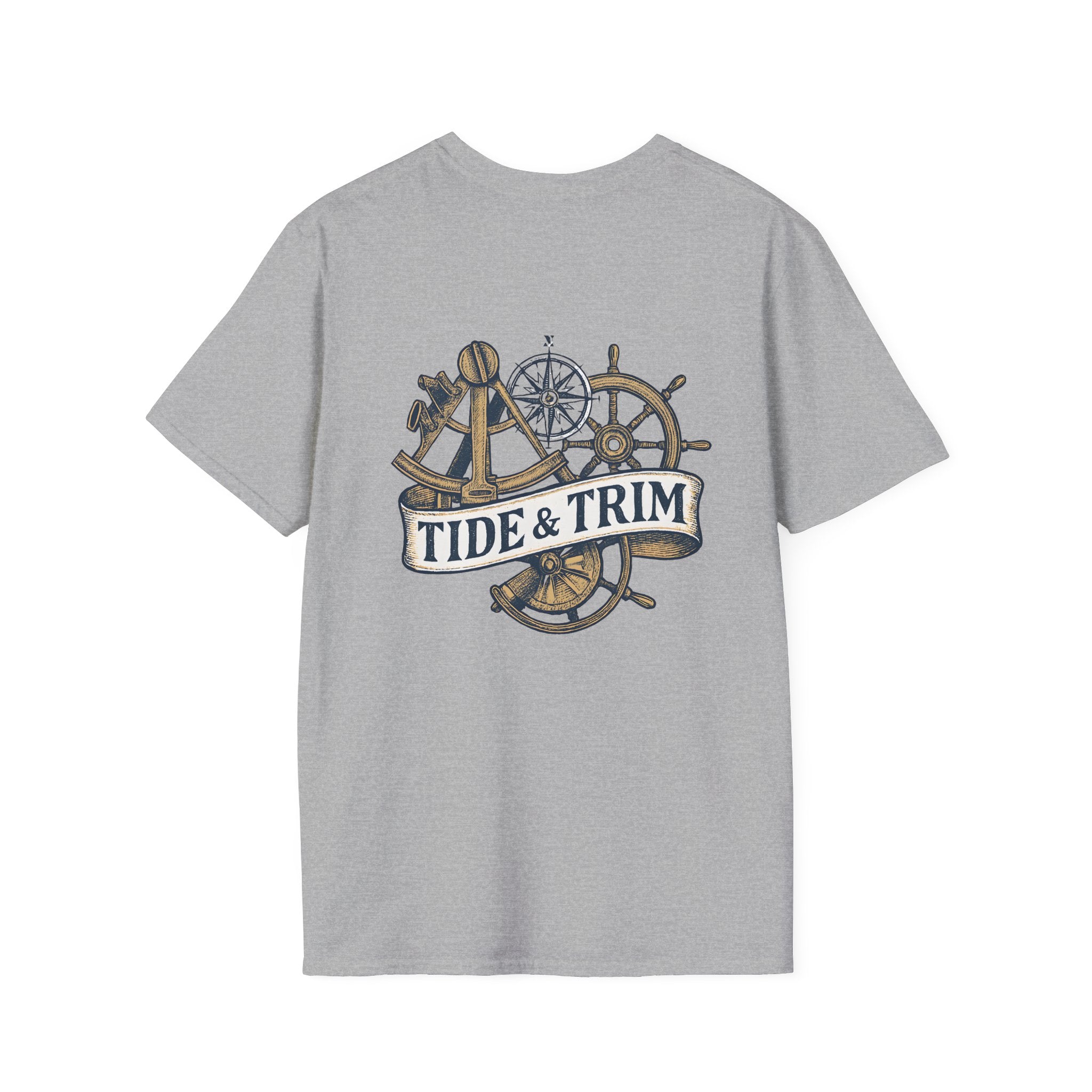 Nautical Anchor & Helm T-Shirt — Classic Maritime Anchor and Ship Wheel Tee