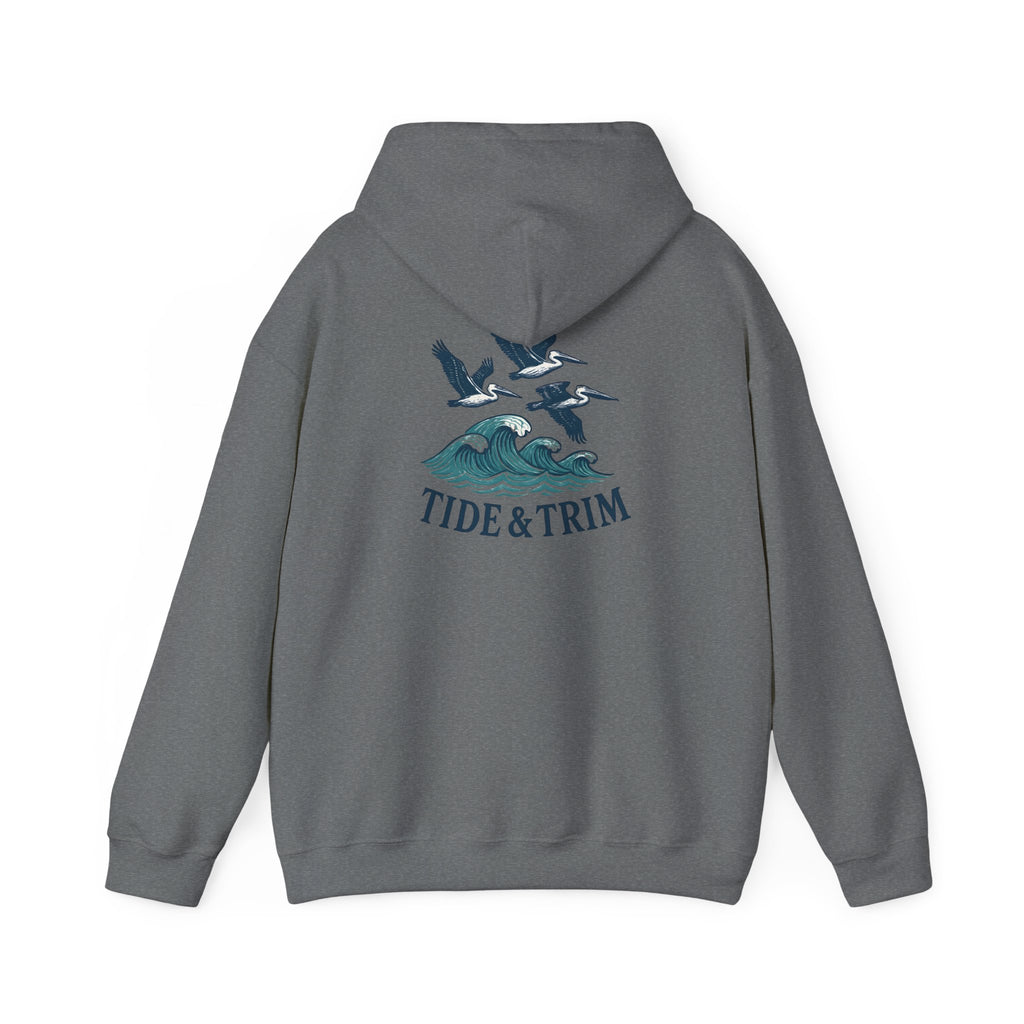 Nautical Pelicans Soaring Hoodie — Pelicans & Waves Crew Sweatshirt