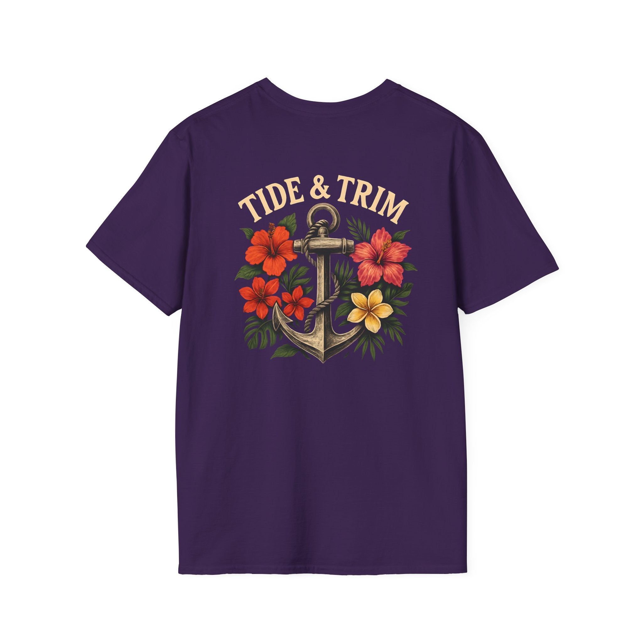 Nautical Anchor Tropical Flowers T-Shirt