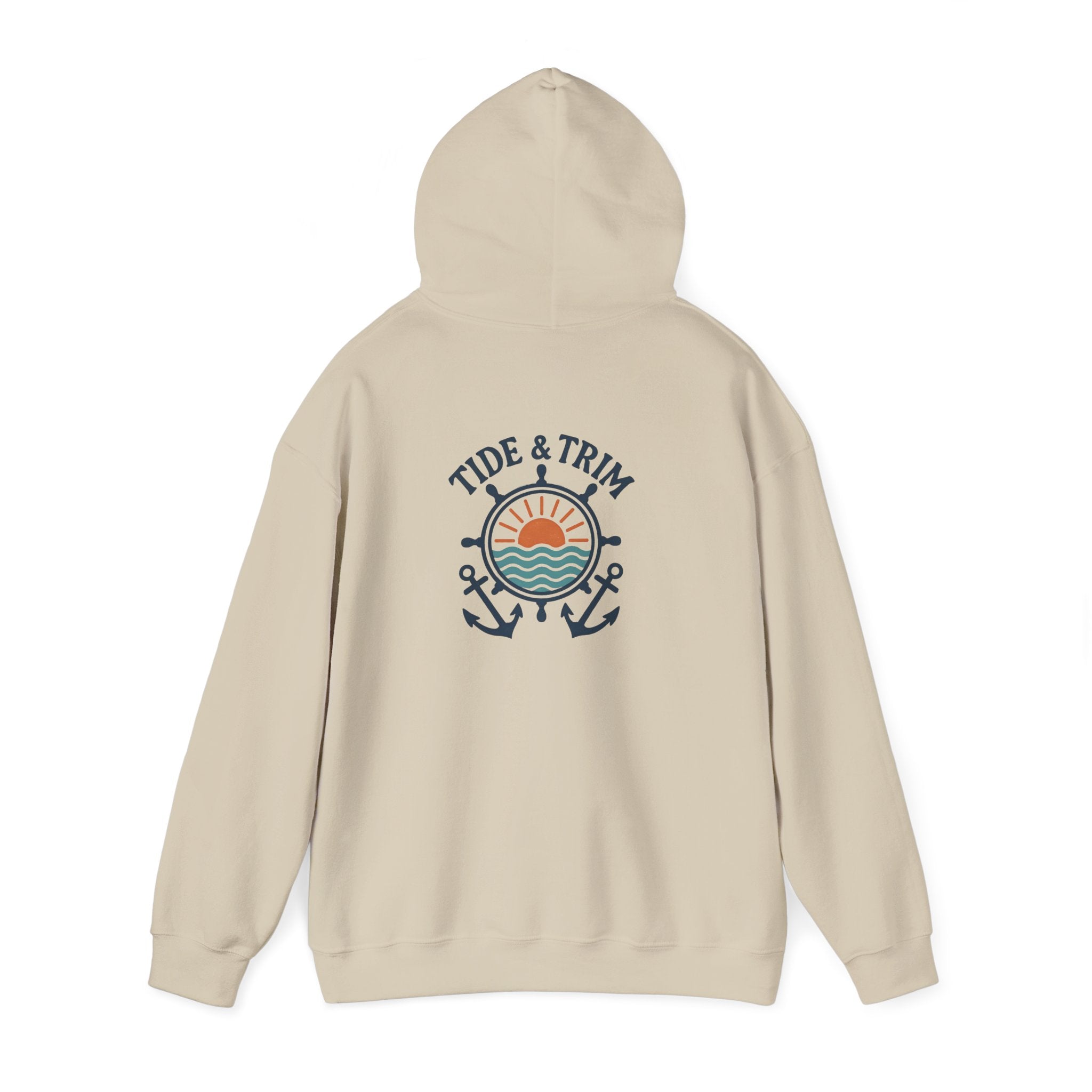 Nautical Sunset Anchor Hoodie — Ship Wheel Graphic Sweatshirt