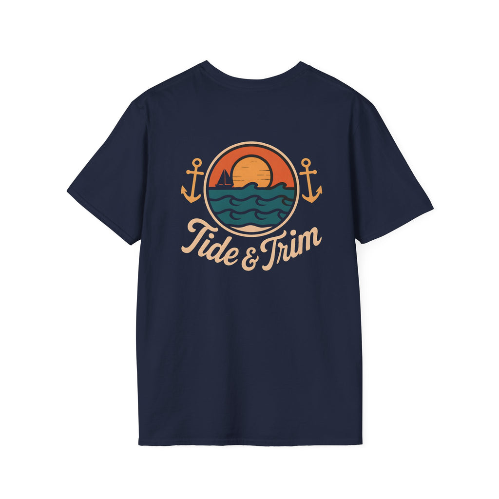 Sunset Wave Nautical Anchor T-Shirt — Beach Vintage Coastal Tee