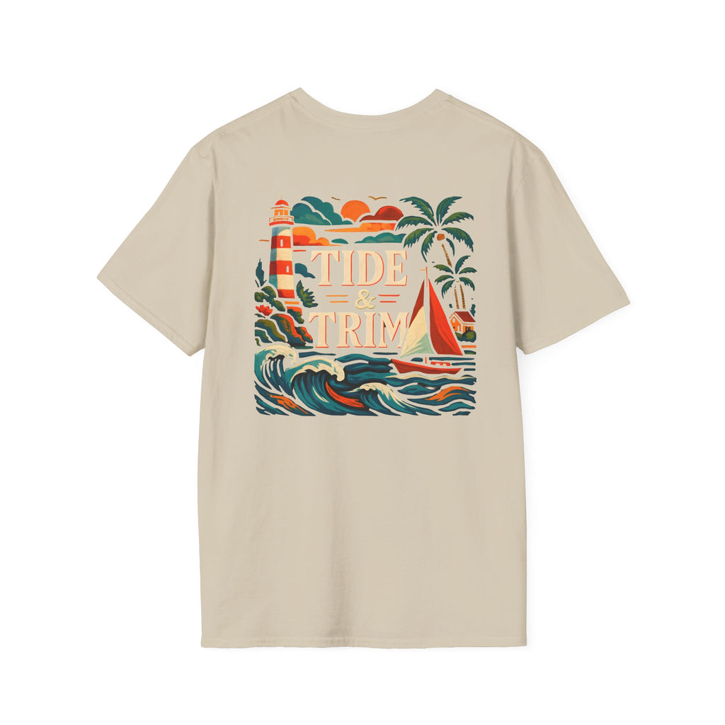 Lighthouse Sailboat Beach T-Shirt — Coastal Graphic Tee
