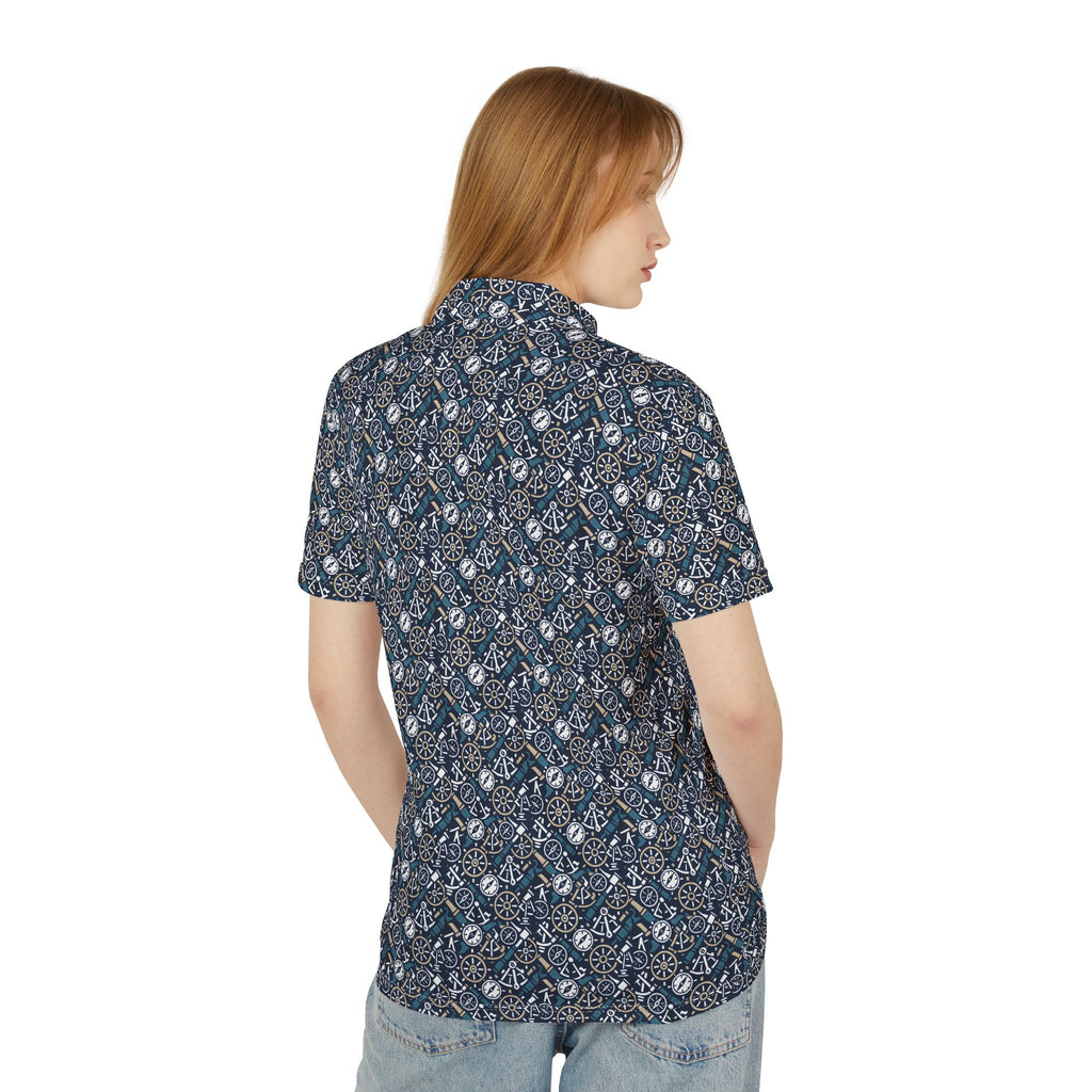 Nautical Instruments Polo Shirt — Maritime Compass & Sextant Design