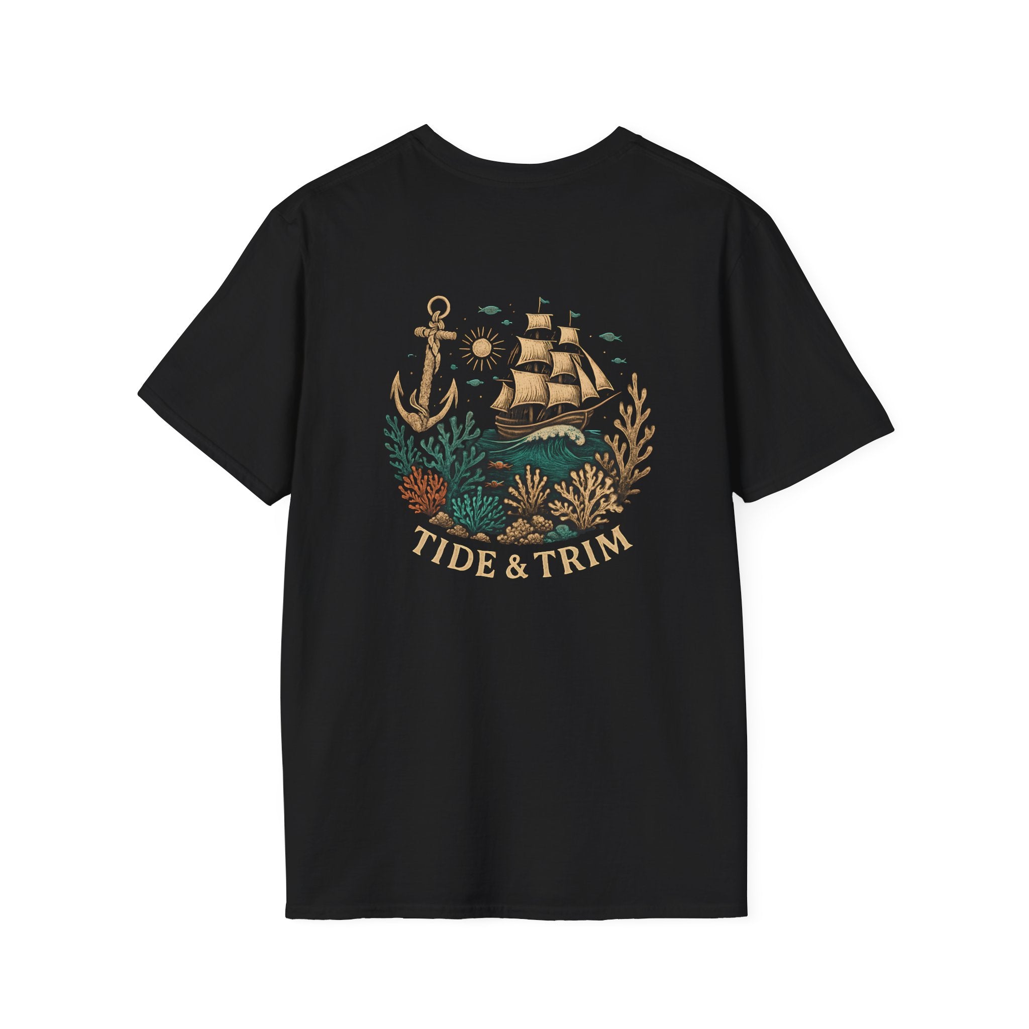 Nautical Anchor & Pirate Ship Coral Reef T-Shirt