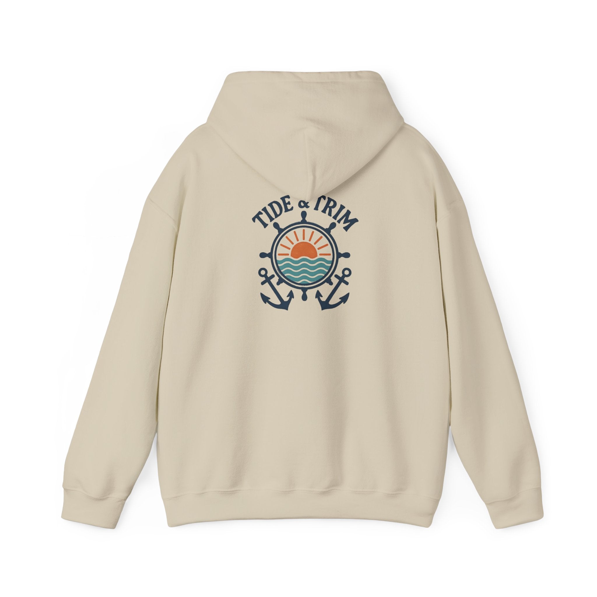 Nautical Sunset Anchor Hoodie — Ship Wheel Graphic Sweatshirt