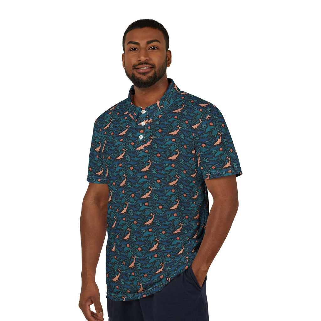 Tropical Water Garden Print Polo Shirt
