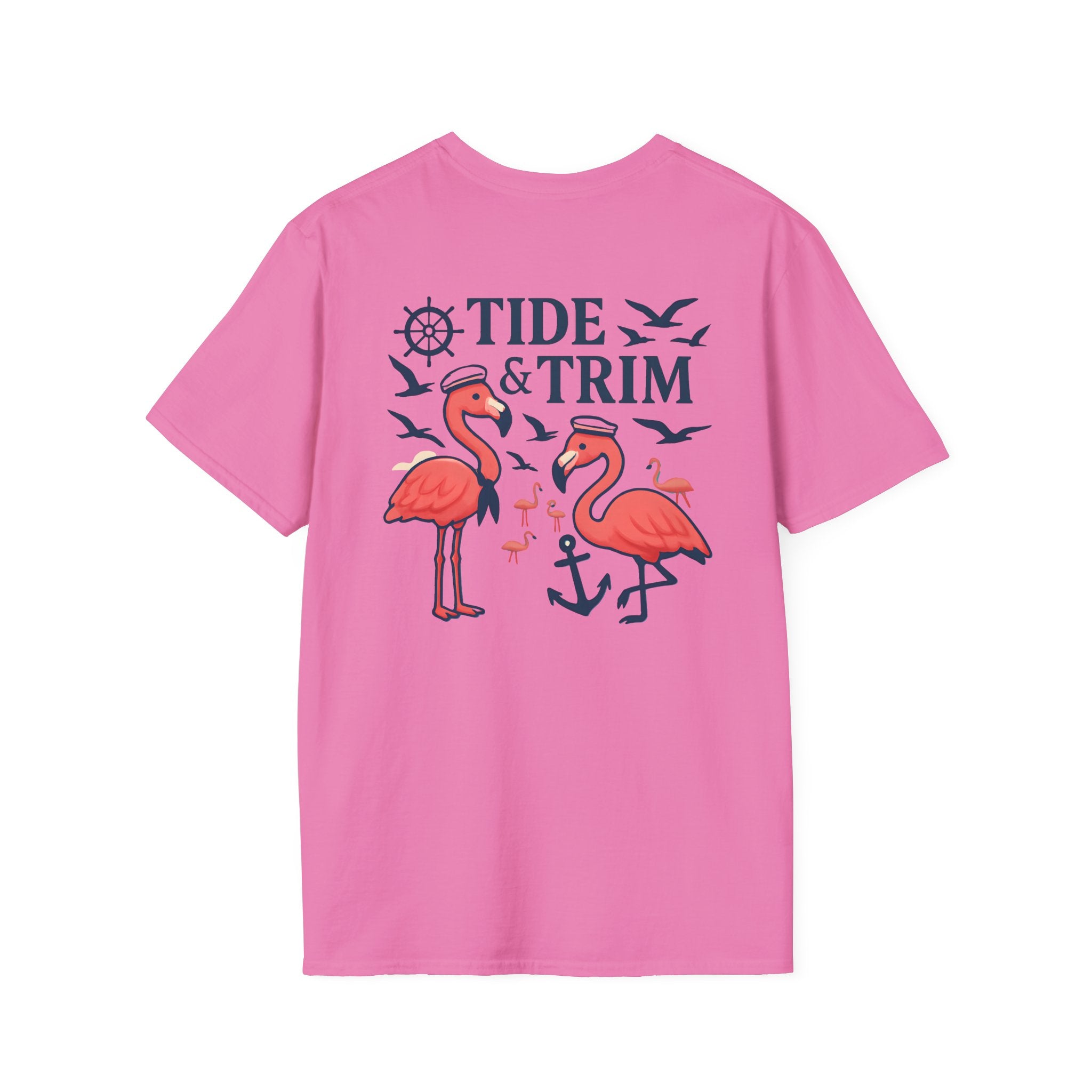Nautical Flamingo Anchor T-Shirt — Beachy Tropical Sailor Tee