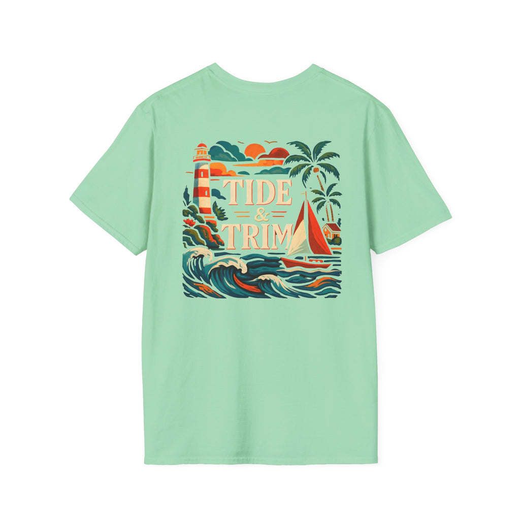 Lighthouse Sailboat Beach T-Shirt — Coastal Graphic Tee