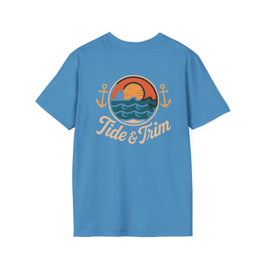 Sunset Wave Nautical Anchor T-Shirt — Beach Vintage Coastal Tee