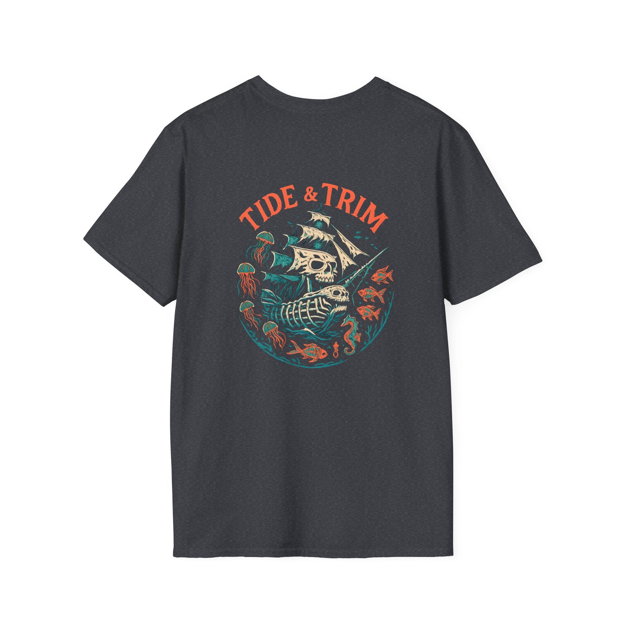 Skeleton Pirate Ship T-Shirt — Haunted Pirate Skull Sailing Tee