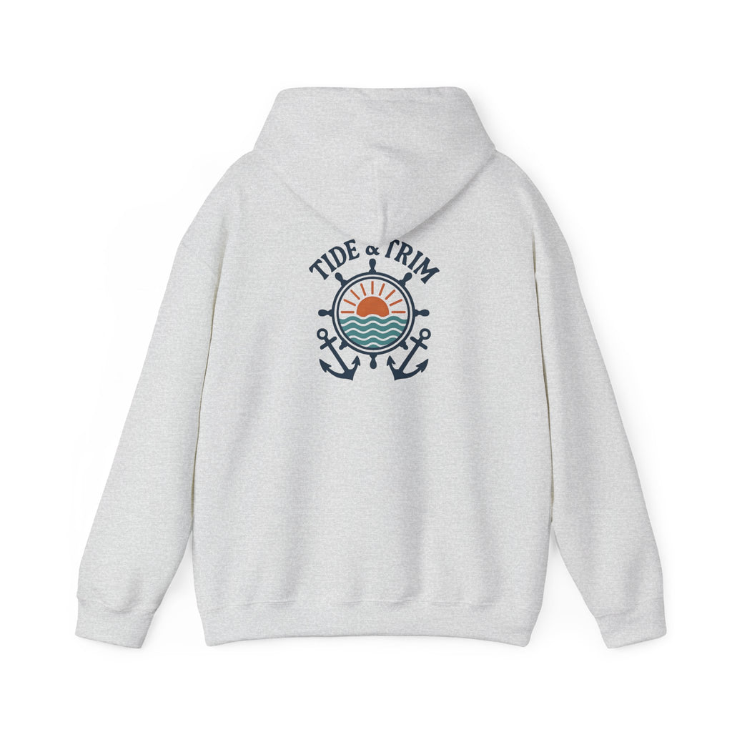 Nautical Sunset Anchor Hoodie — Ship Wheel Graphic Sweatshirt