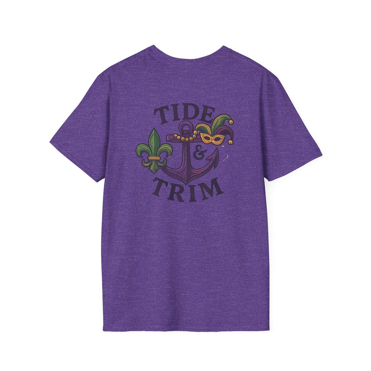 Mardi Gras Tide & Trim T-Shirt — Anchor, Fleur-de-lis & Mask Graphic