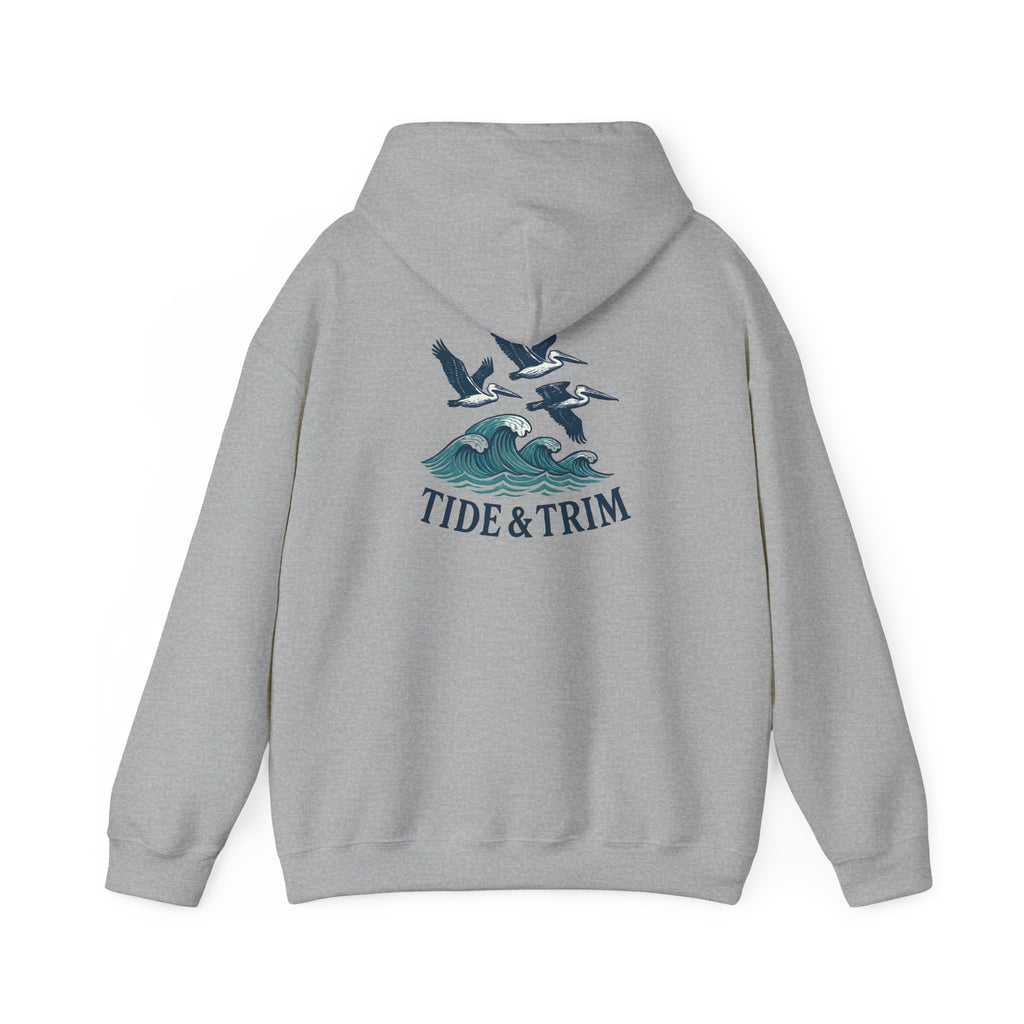 Nautical Pelicans Soaring Hoodie — Pelicans & Waves Crew Sweatshirt