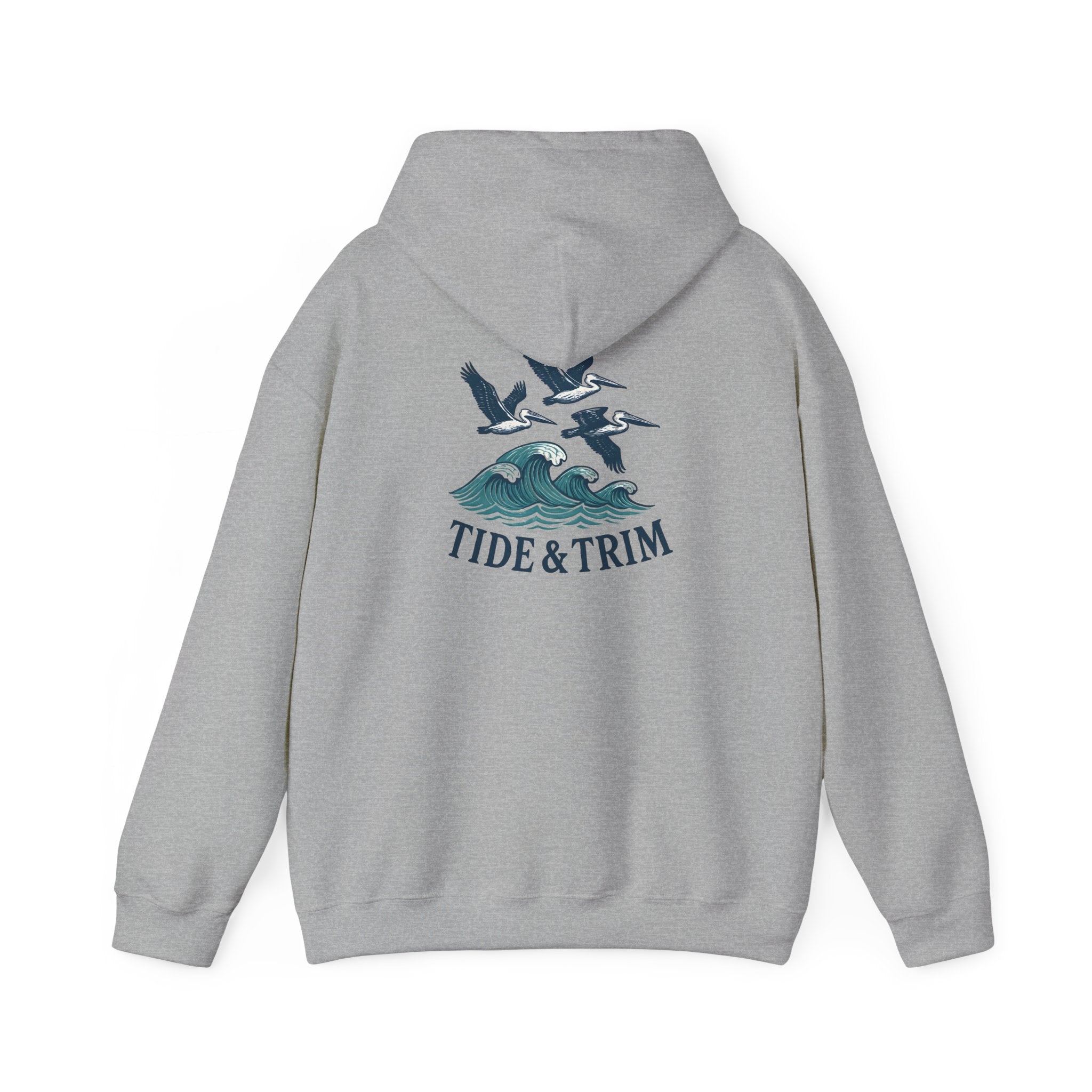Nautical Pelicans Soaring Hoodie — Pelicans & Waves Crew Sweatshirt