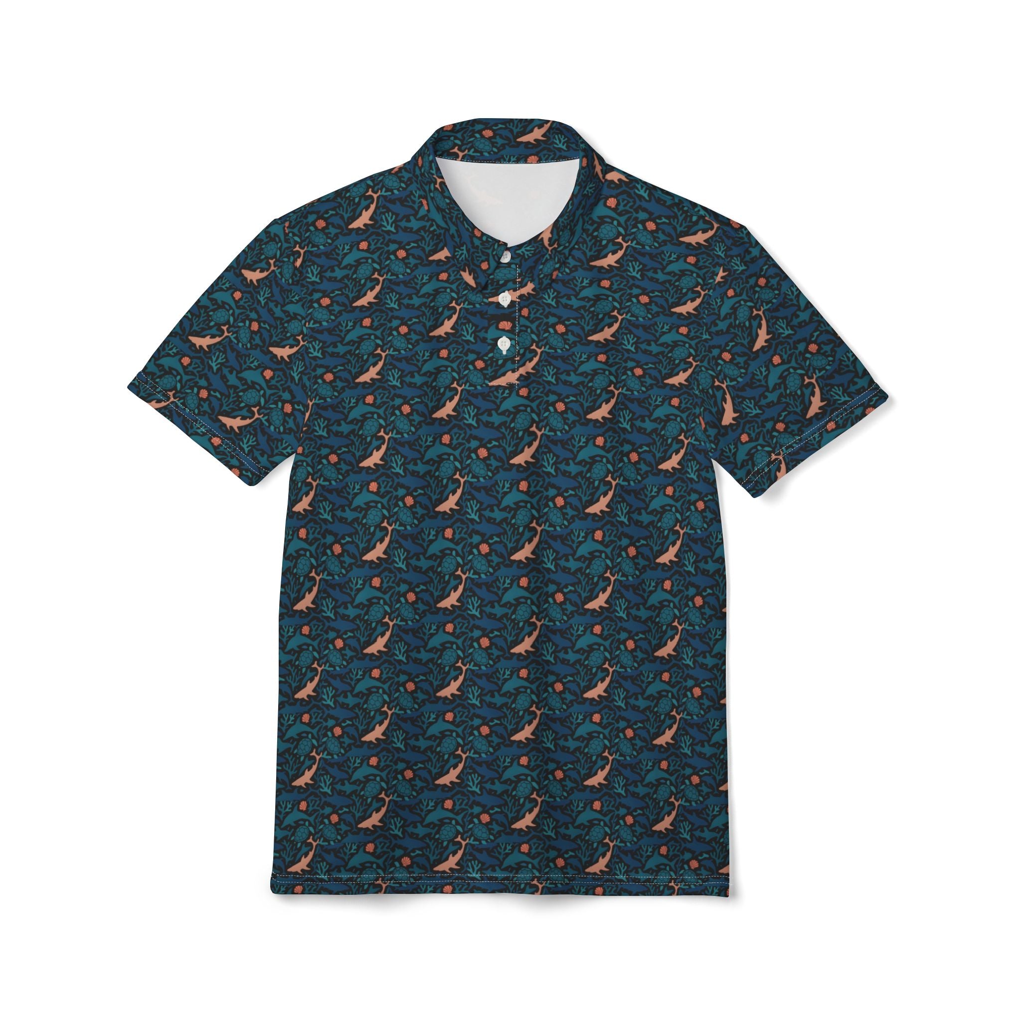 Tropical Water Garden Print Polo Shirt