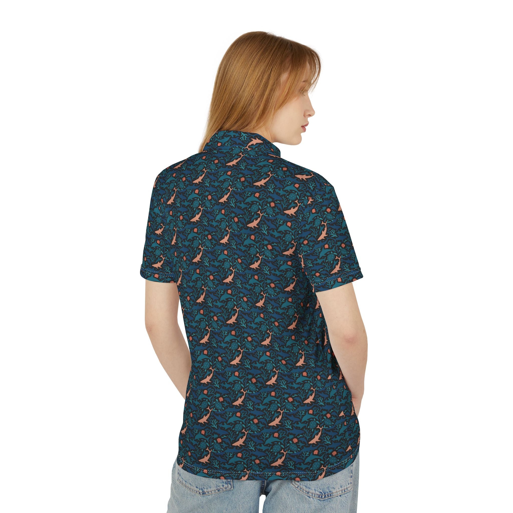 Tropical Water Garden Print Polo Shirt