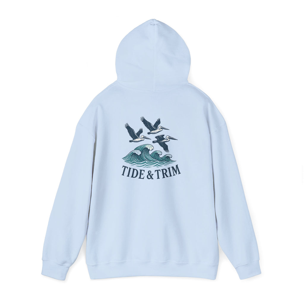 Nautical Pelicans Soaring Hoodie — Pelicans & Waves Crew Sweatshirt