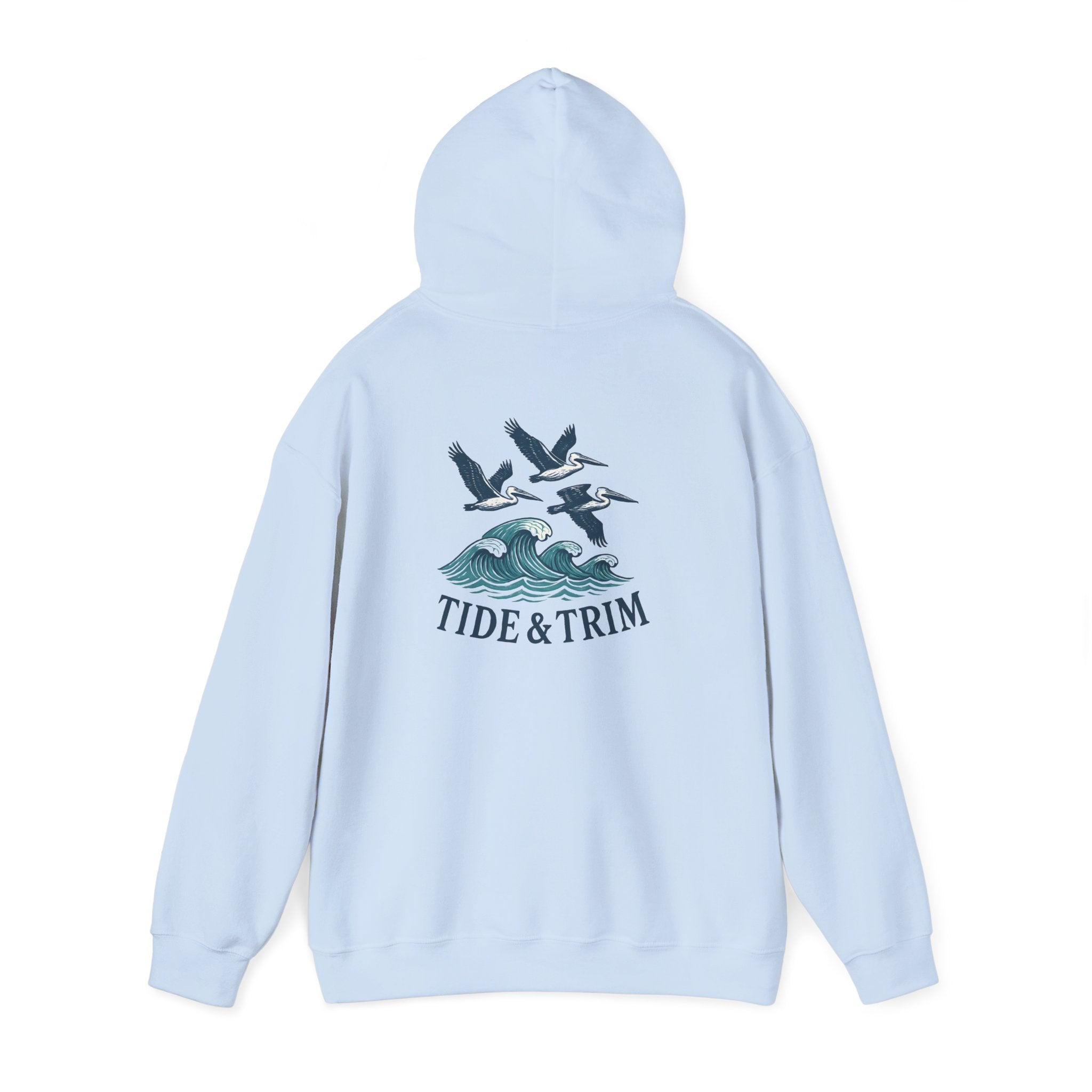 Nautical Pelicans Soaring Hoodie — Pelicans & Waves Crew Sweatshirt