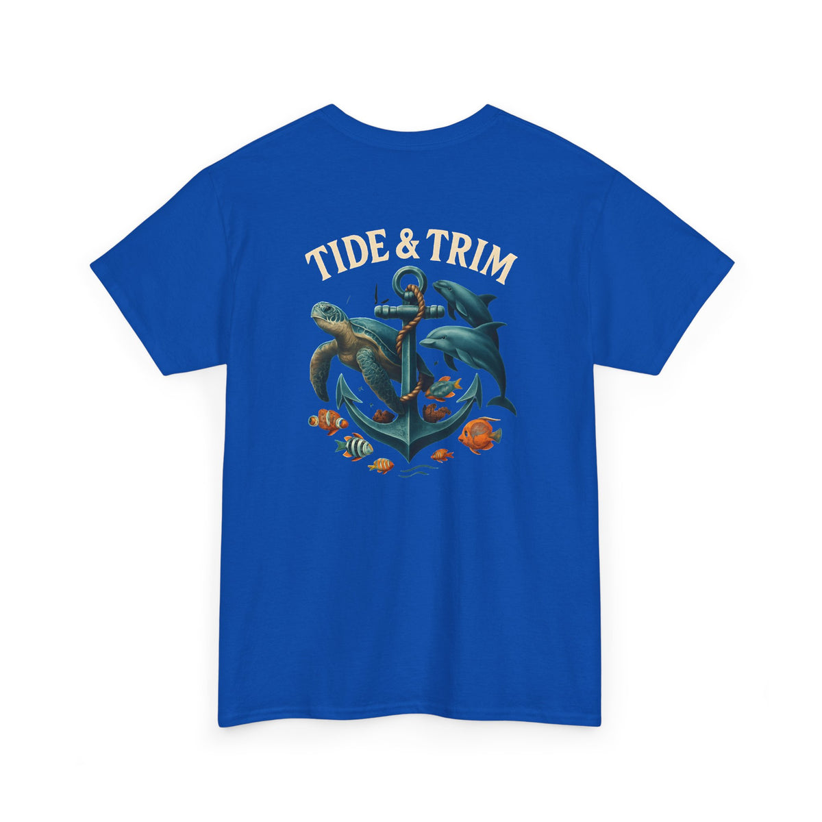 Anchor Sea Life T-Shirt — Turtle & Dolphin Nautical Graphic Tee