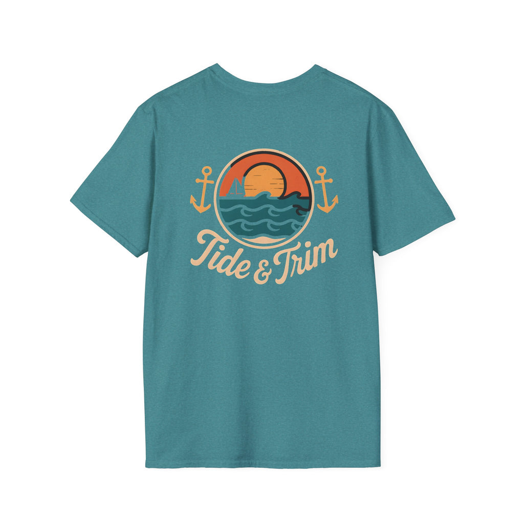 Sunset Wave Nautical Anchor T-Shirt — Beach Vintage Coastal Tee