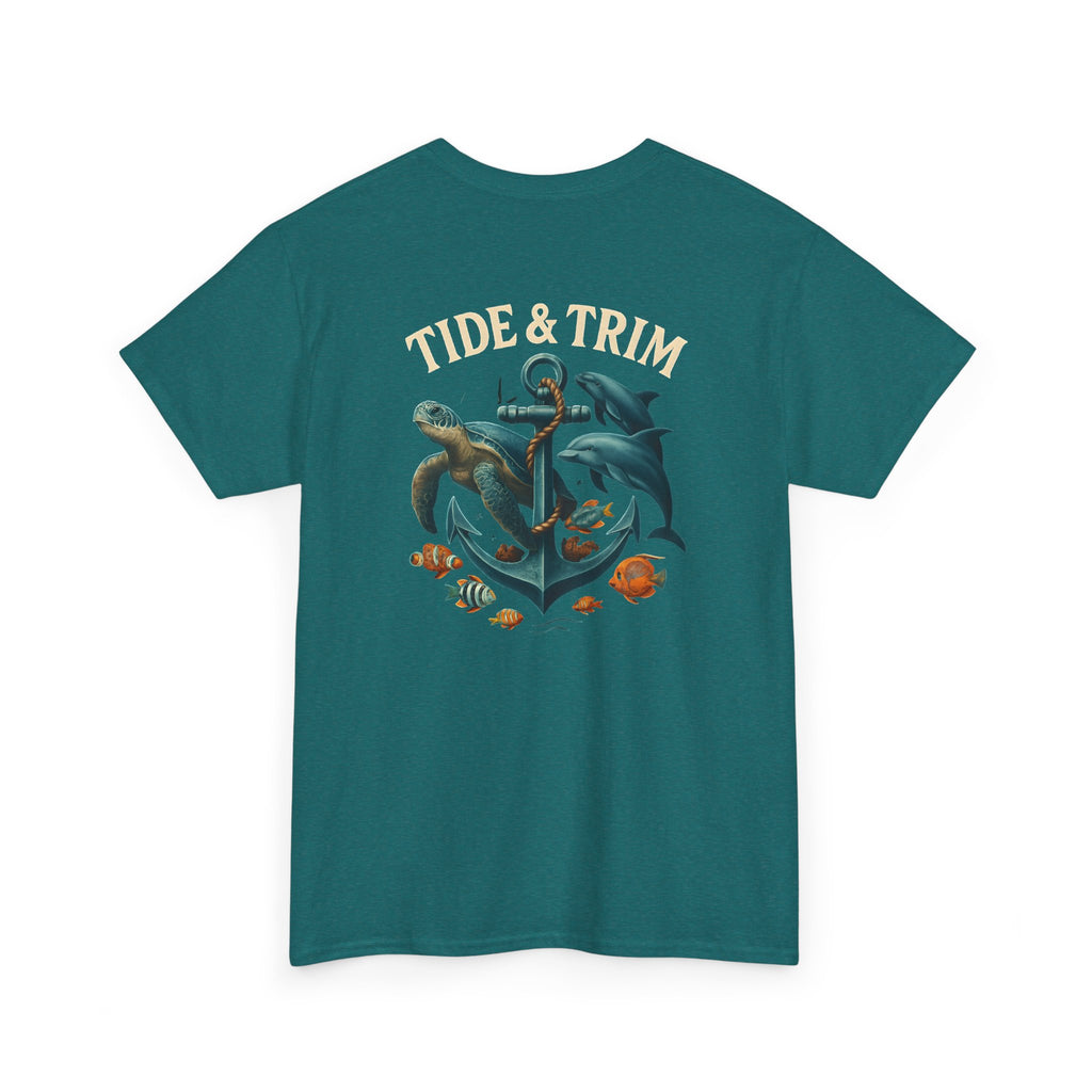 Anchor Sea Life T-Shirt — Turtle & Dolphin Nautical Graphic Tee
