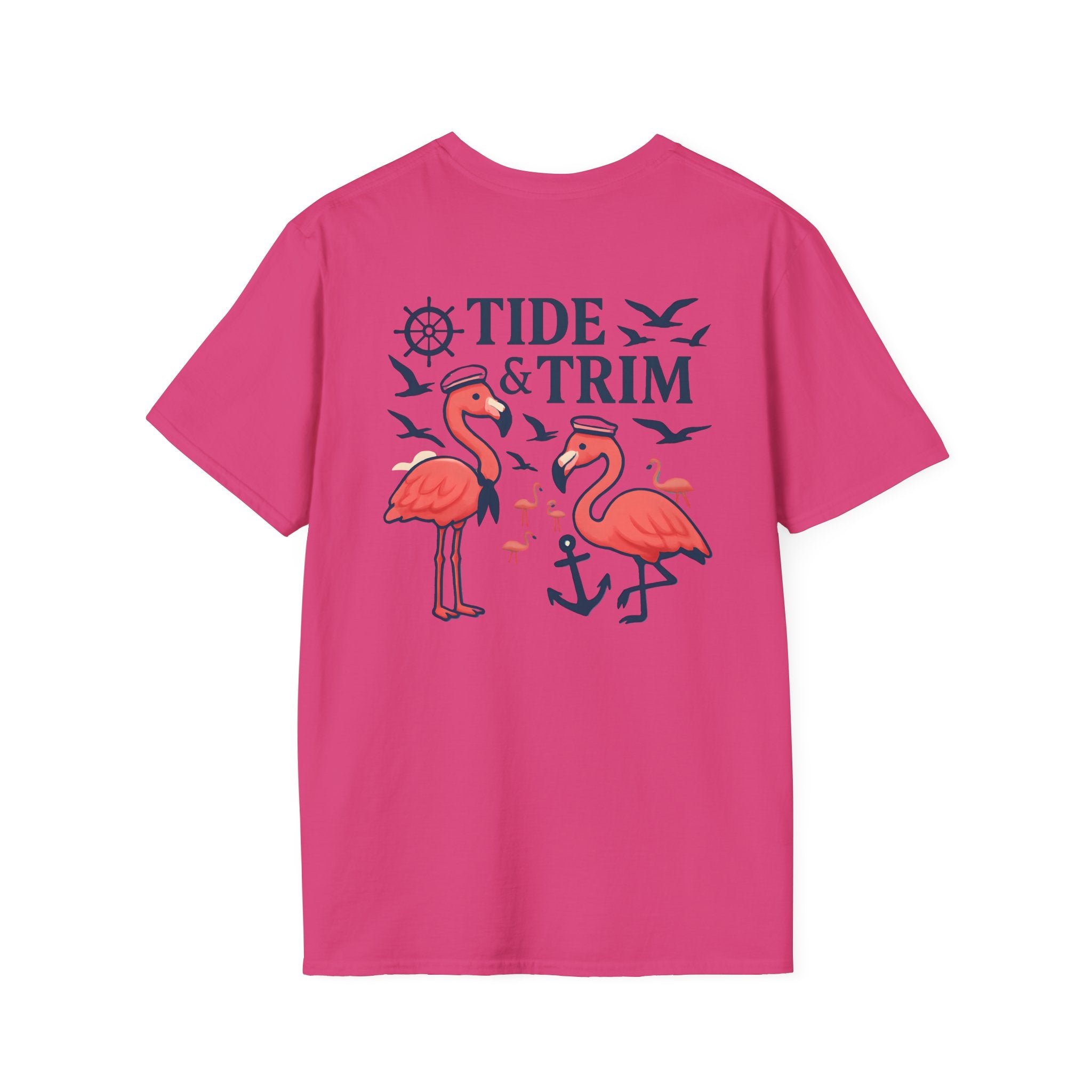 Nautical Flamingo Anchor T-Shirt — Beachy Tropical Sailor Tee