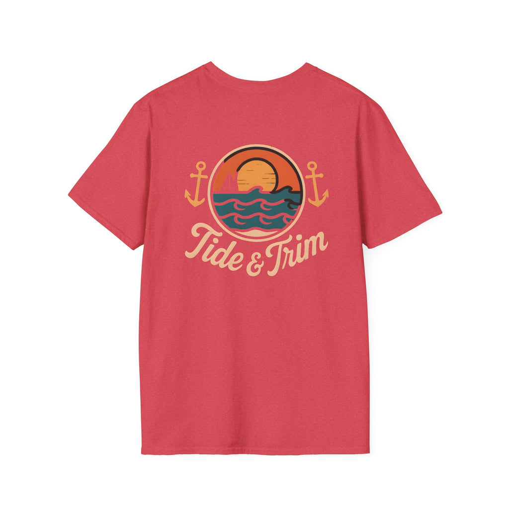 Sunset Wave Nautical Anchor T-Shirt — Beach Vintage Coastal Tee