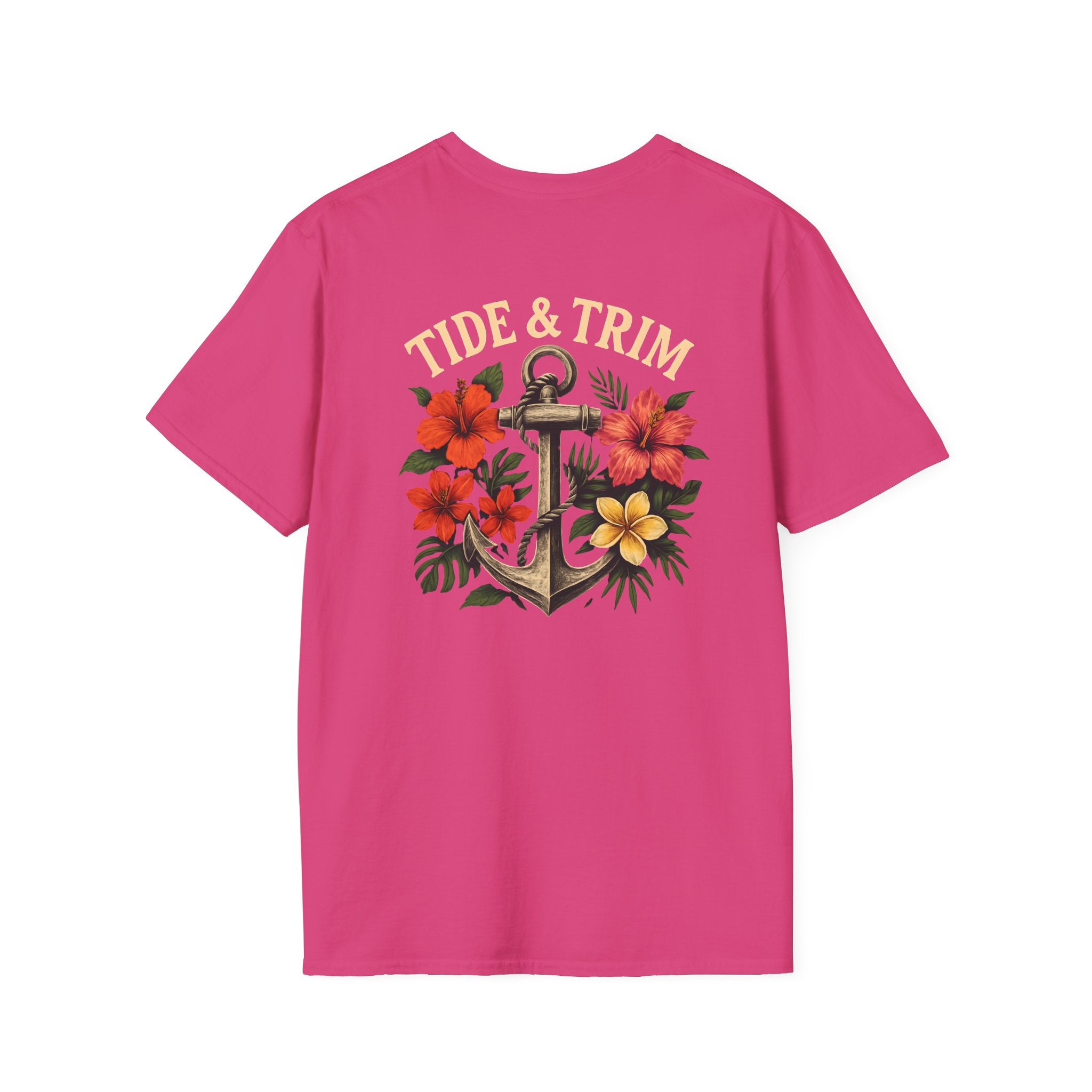 Nautical Anchor Tropical Flowers T-Shirt