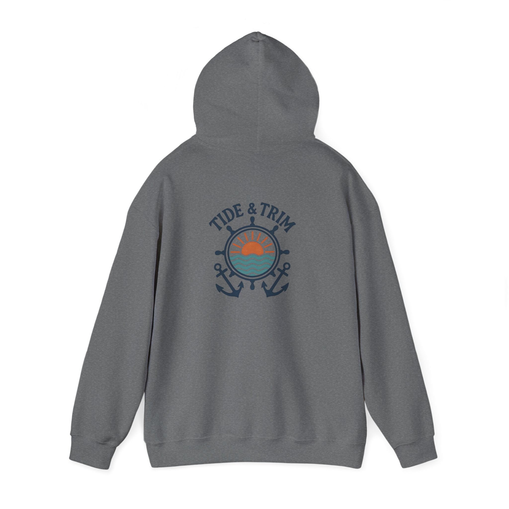 Nautical Sunset Anchor Hoodie — Ship Wheel Graphic Sweatshirt