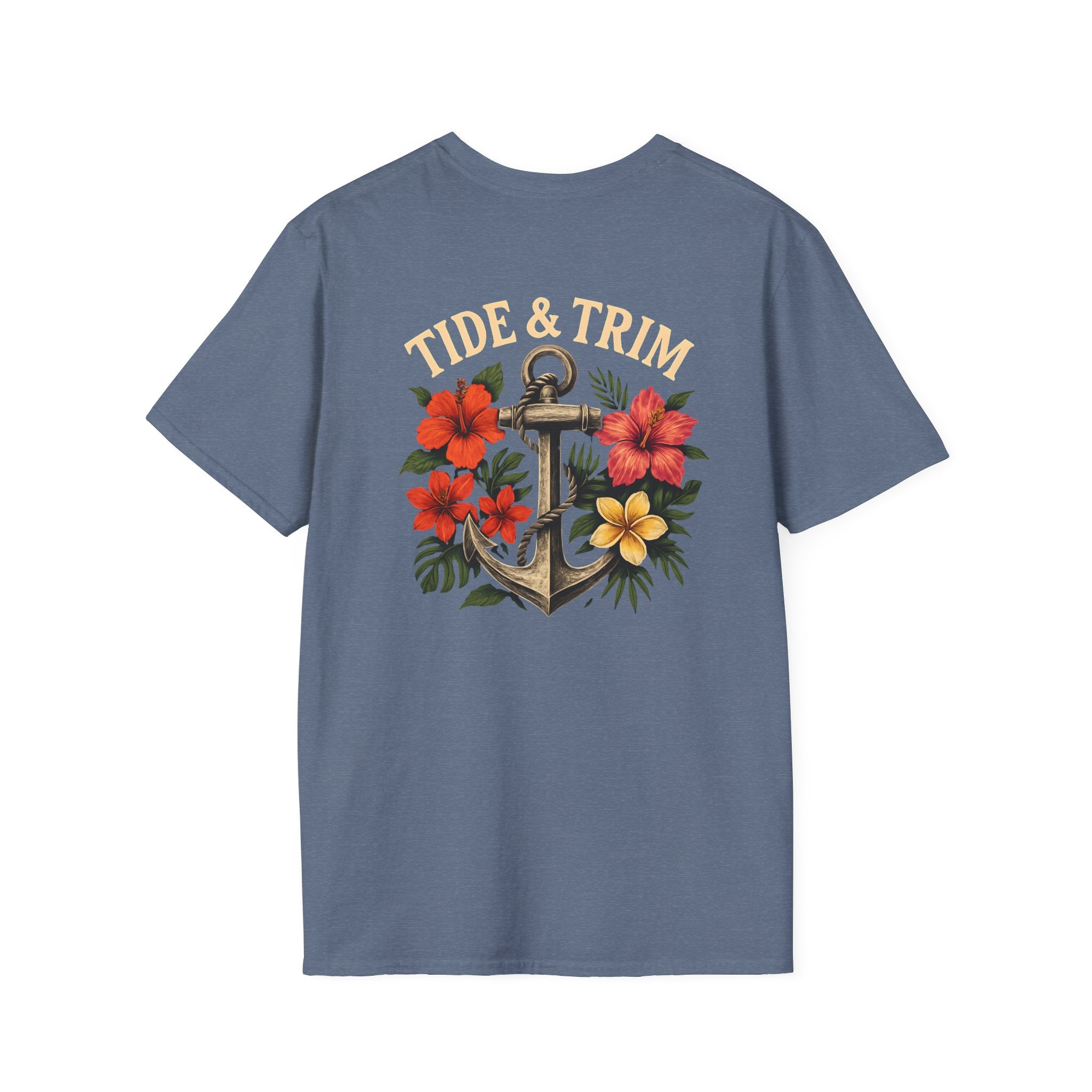 Nautical Anchor Tropical Flowers T-Shirt