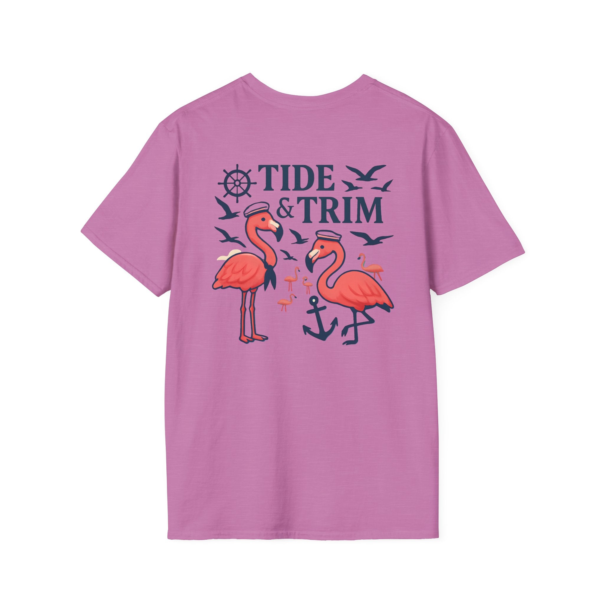 Nautical Flamingo Anchor T-Shirt — Beachy Tropical Sailor Tee