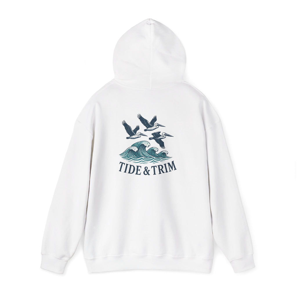 Nautical Pelicans Soaring Hoodie — Pelicans & Waves Crew Sweatshirt