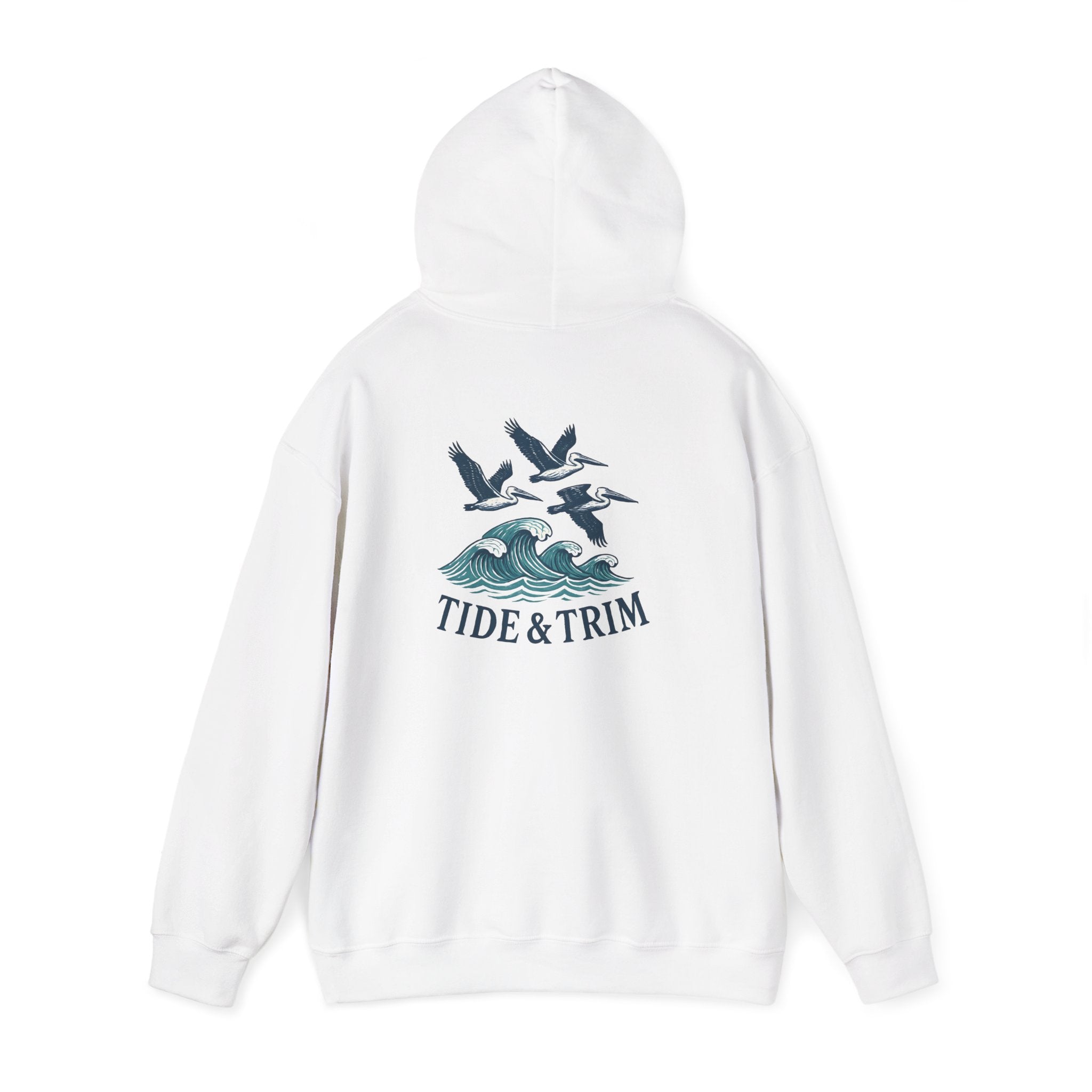 Nautical Pelicans Soaring Hoodie — Pelicans & Waves Crew Sweatshirt